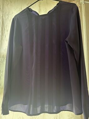 Elegant purple Pintuck Long Sleeve Blouse